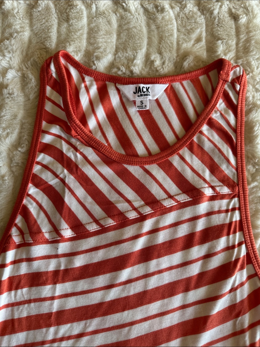 Jack by BB Dakota Orange & White Striped A-Line Tank - Picture 2 of 3